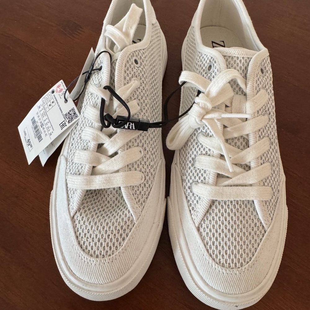 Zara - NEW white color mesh sneakers - women's size 39